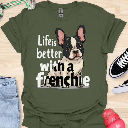 Life is better with a frenchie - V8 - Double Frenchie T-Shirt